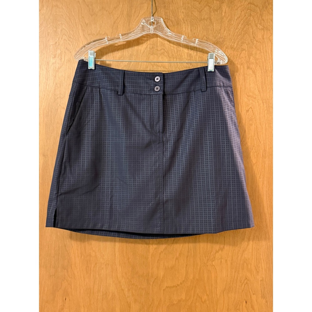 Adidas ClimaCool Golf Skort Womens 10 Navy Blue Grid Pattern Athletic Skirt